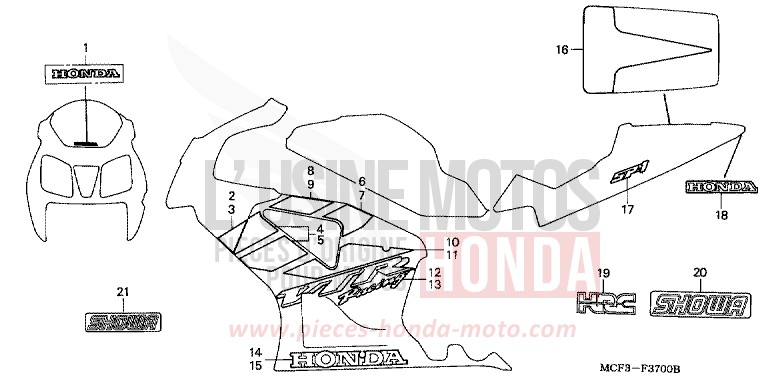 MARQUE/RAYURE (VTR1000SPY/1-E/ED/F/U) de VTR1000 SP-1 WINNING RED (R258) de 2001